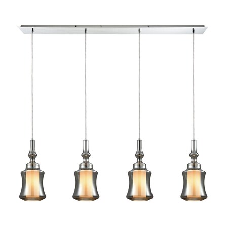 Elk Lighting Alora 4-Lght Linear Pndnt Chrome w/Smoke-plated and Opal Wht Glass 56503/4LP
